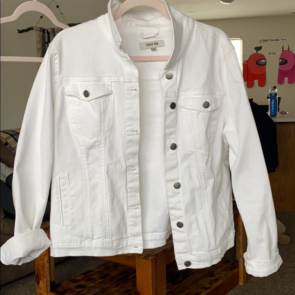 White oversized jean jacket